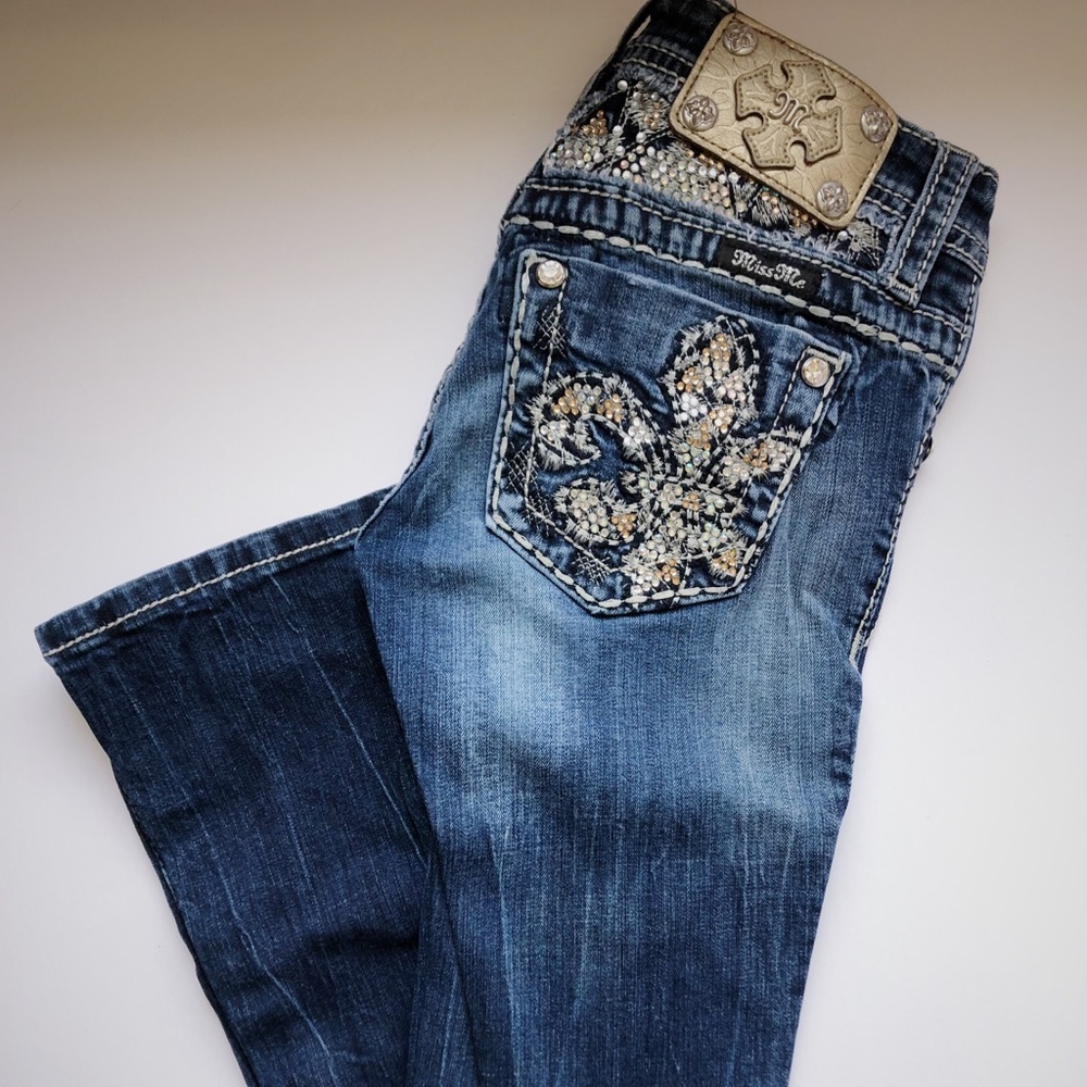 MISS ME Girls Embellished Bootcut Jeans - 10